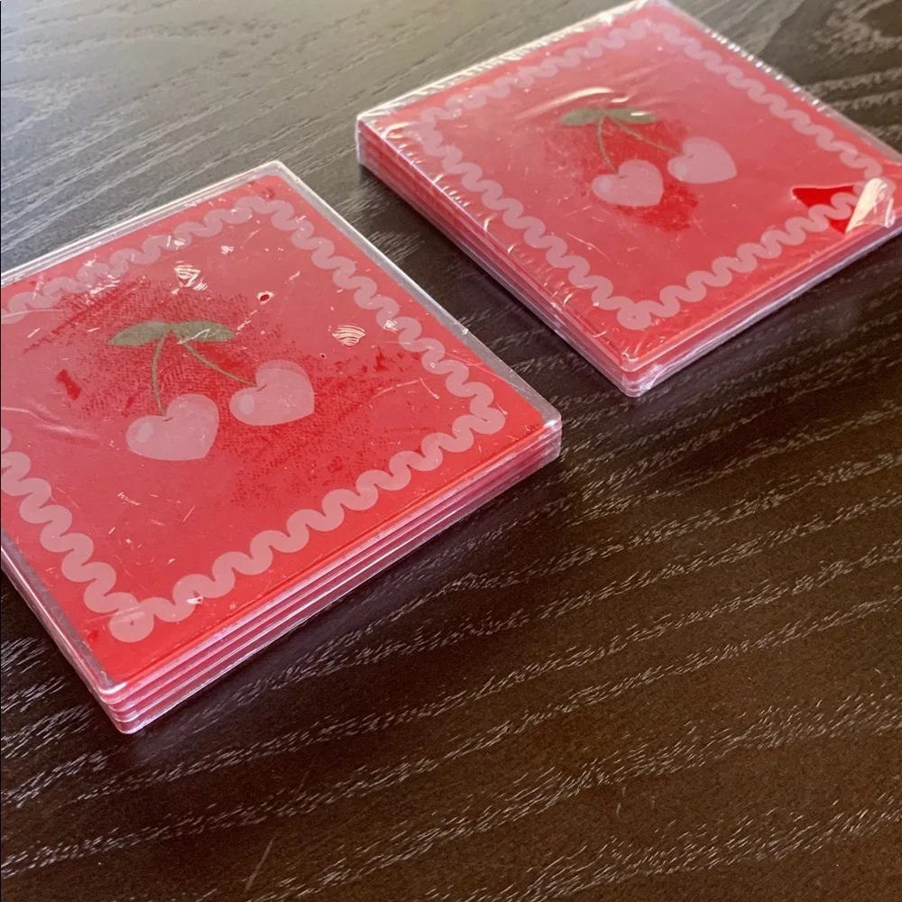 NEW 2 Packs Target VIRAL Coaster Sets Cherry Hearts Brand New 8 Coasters Total 🍒